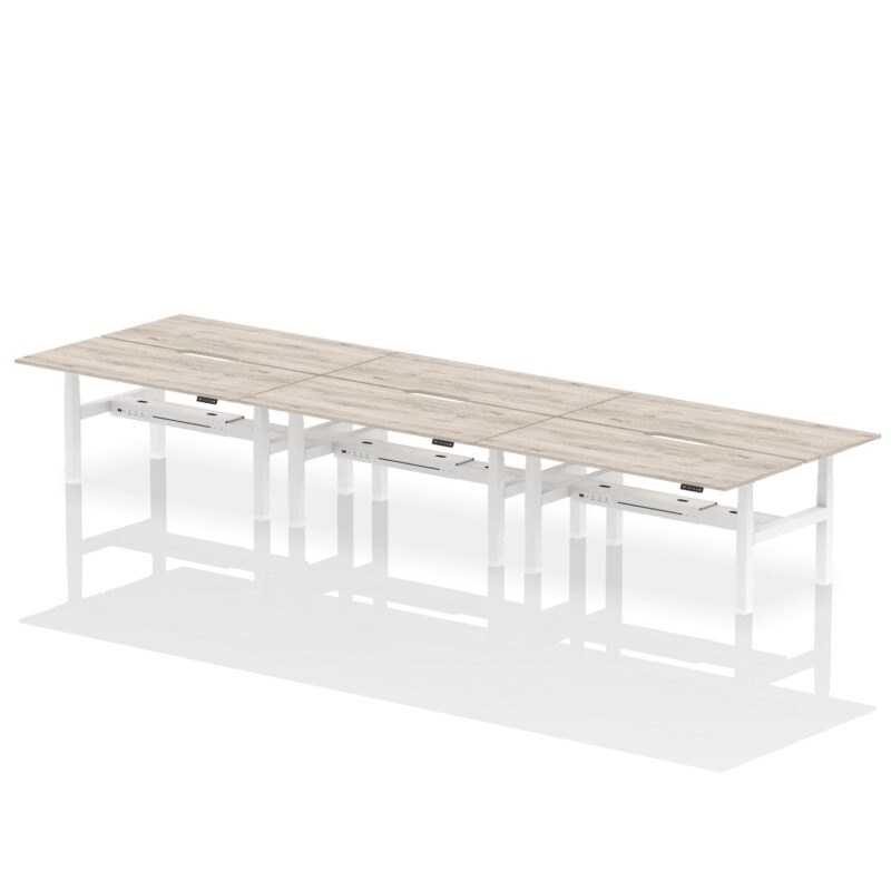 Air Back-to-Back Scalloped Edge Height Adjustable Bench Desk - 6 Person - Image 60