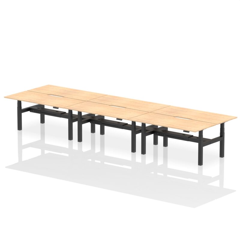 Air Back-to-Back Scalloped Edge Height Adjustable Bench Desk - 6 Person - Image 61