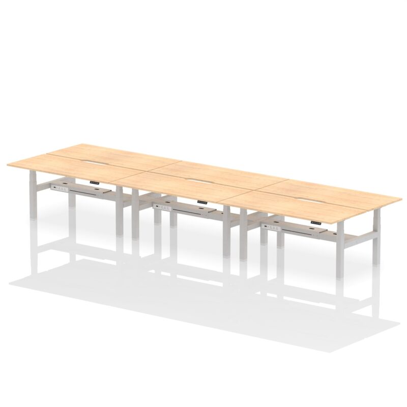 Air Back-to-Back Scalloped Edge Height Adjustable Bench Desk - 6 Person - Image 62