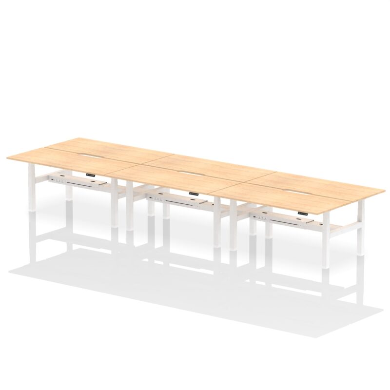Air Back-to-Back Scalloped Edge Height Adjustable Bench Desk - 6 Person - Image 63