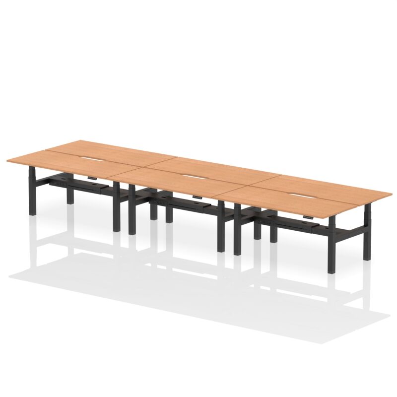 Air Back-to-Back Scalloped Edge Height Adjustable Bench Desk - 6 Person - Image 64