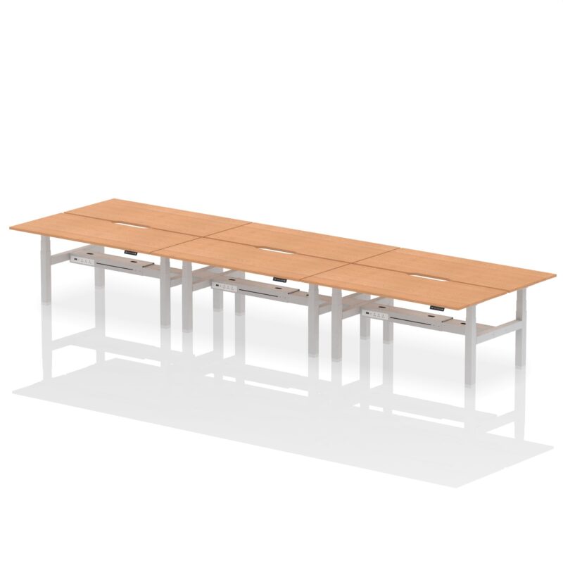 Air Back-to-Back Scalloped Edge Height Adjustable Bench Desk - 6 Person - Image 65