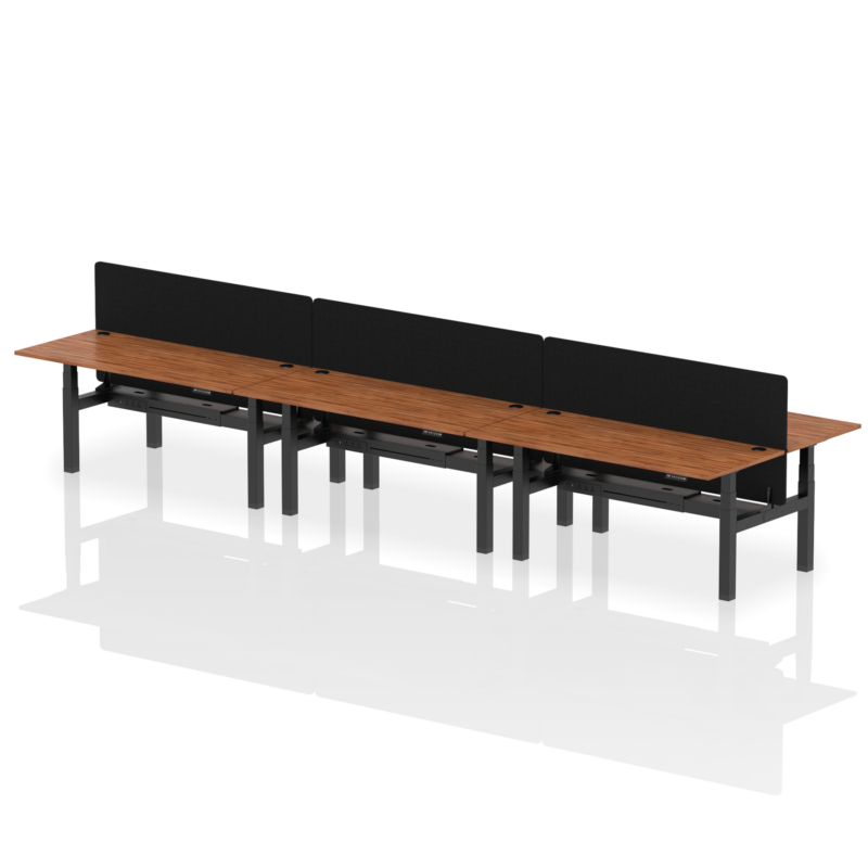 Air Back-to-Back Height Adjustable Bench Desk - 6 Person with Black Straight Screen - Image 67