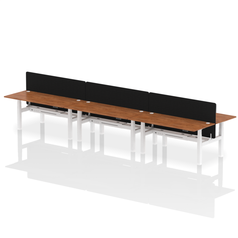 Air Back-to-Back Height Adjustable Bench Desk - 6 Person with Black Straight Screen - Image 69