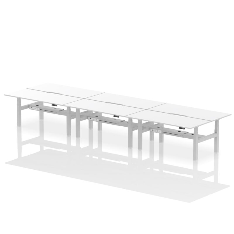 Air Back-to-Back Scalloped Edge Height Adjustable Bench Desk - 6 Person - Image 71
