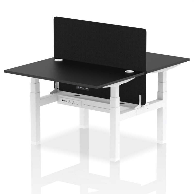 Air Back-to-Back Height Adjustable Bench Desk - 2 Person with Black Straight Screen - Image 75
