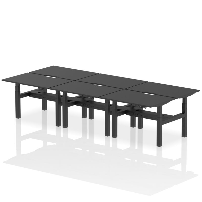 Air Back-to-Back Scalloped Edge Height Adjustable Bench Desk - 6 Person - Image 73