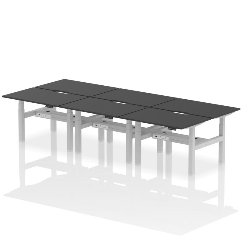 Air Back-to-Back Scalloped Edge Height Adjustable Bench Desk - 6 Person - Image 74