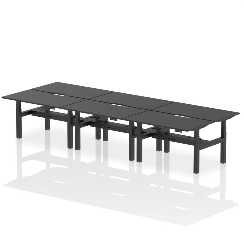 Air Back-to-Back Scalloped Edge Height Adjustable Bench Desk - 6 Person - Image 76