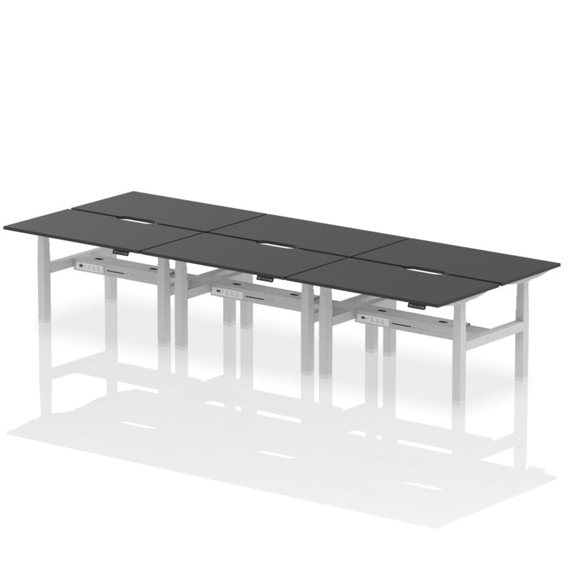 Air Back-to-Back Scalloped Edge Height Adjustable Bench Desk - 6 Person - Image 77