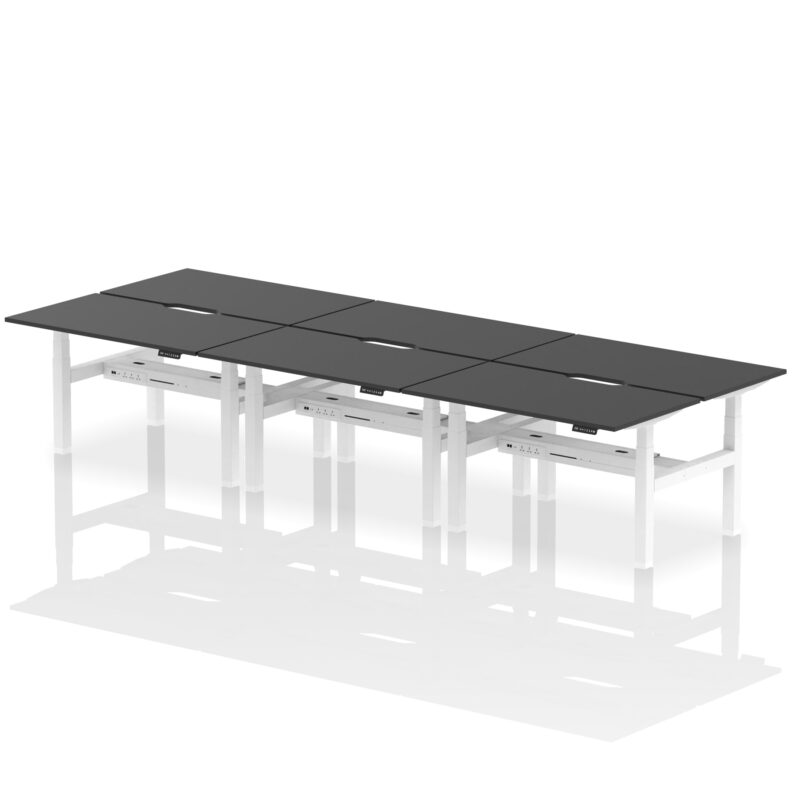 Air Back-to-Back Scalloped Edge Height Adjustable Bench Desk - 6 Person - Image 78