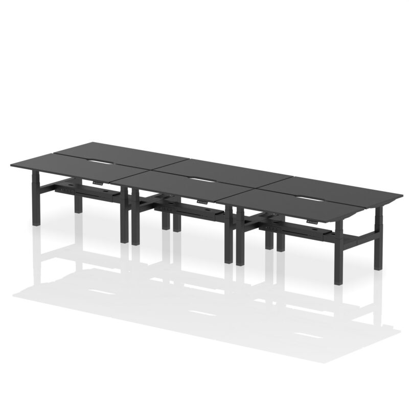 Air Back-to-Back Scalloped Edge Height Adjustable Bench Desk - 6 Person - Image 79
