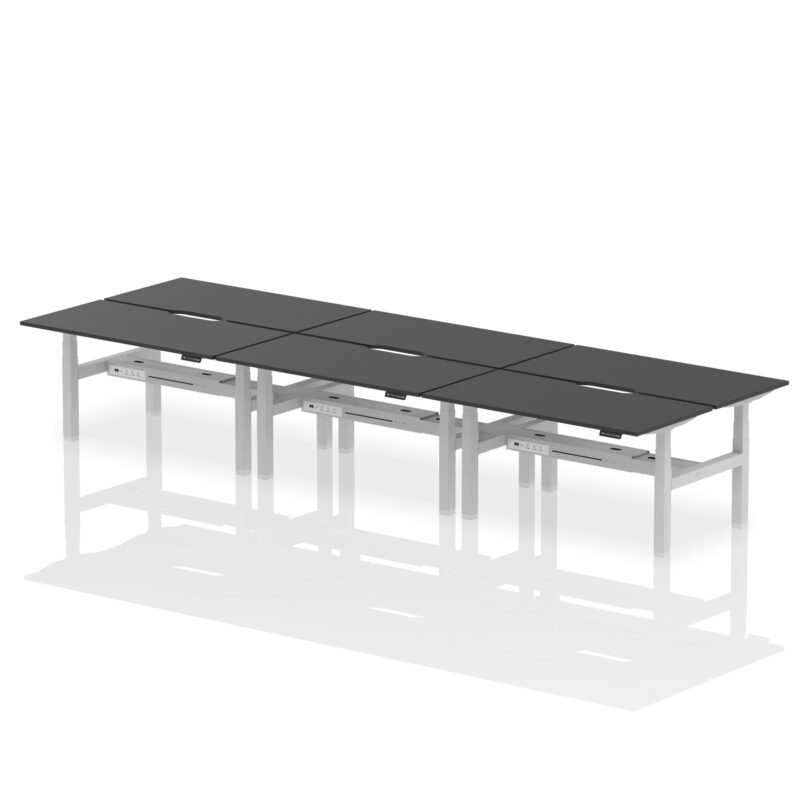 Air Back-to-Back Scalloped Edge Height Adjustable Bench Desk - 6 Person - Image 80