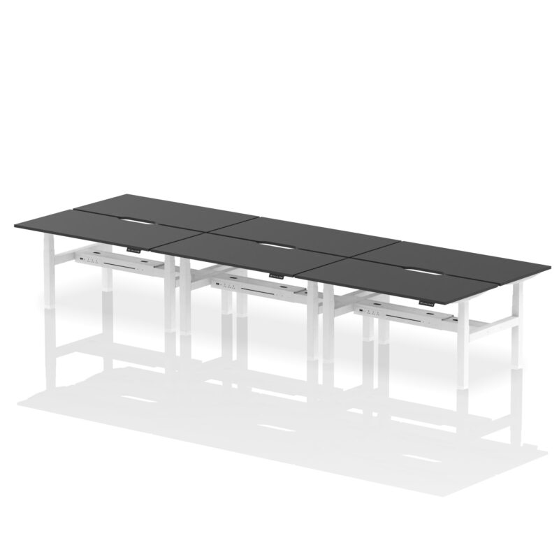 Air Back-to-Back Scalloped Edge Height Adjustable Bench Desk - 6 Person - Image 81