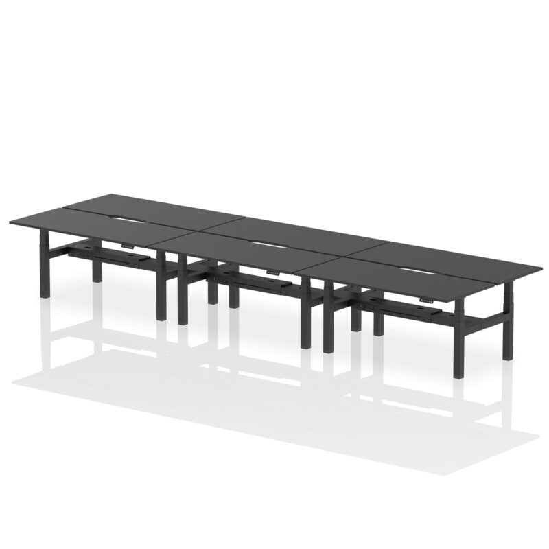 Air Back-to-Back Scalloped Edge Height Adjustable Bench Desk - 6 Person - Image 82