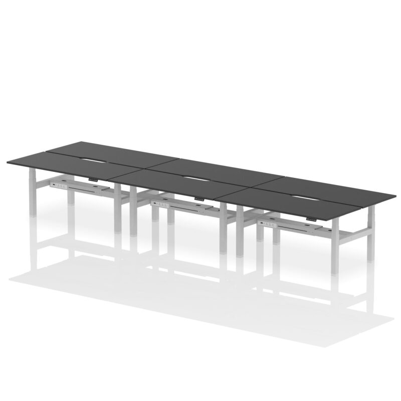 Air Back-to-Back Scalloped Edge Height Adjustable Bench Desk - 6 Person - Image 83