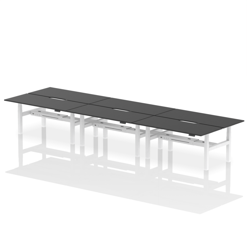 Air Back-to-Back Scalloped Edge Height Adjustable Bench Desk - 6 Person - Image 84