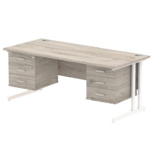 Impulse 1800mm Cantilever Straight Desk With Two Fixed Pedestal - Image 6
