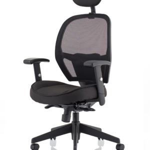 Denver High Mesh Back Black Task Operator Office Chair with Arms - Image 3