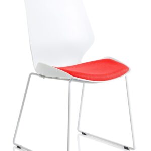 Florence Sled White Frame Fabric Seat Visitor Chair - Image 9