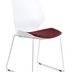 Florence Sled White Frame Fabric Seat Visitor Chair - Image 10