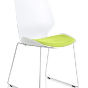 Florence Sled White Frame Fabric Seat Visitor Chair - Image 12
