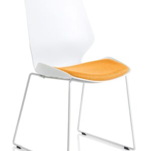 Florence Sled White Frame Fabric Seat Visitor Chair - Image 13