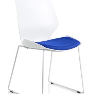 Florence Sled White Frame Fabric Seat Visitor Chair - Image 14