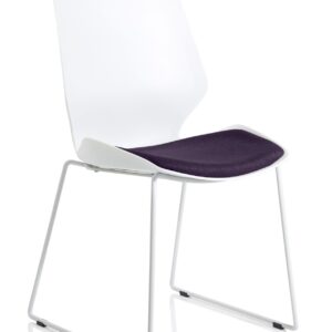 Florence Sled White Frame Fabric Seat Visitor Chair - Image 16