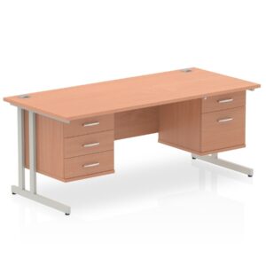 Impulse 1800mm Cantilever Straight Desk With Two Fixed Pedestal - Image 19