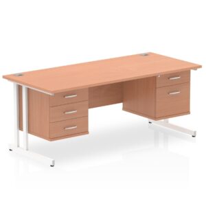Impulse 1800mm Cantilever Straight Desk With Two Fixed Pedestal