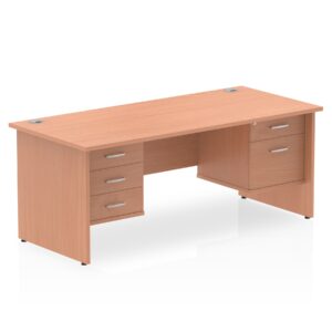 Impulse 1600mm Panel End Straight Desk With Two Fixed Pedestal - Image 2