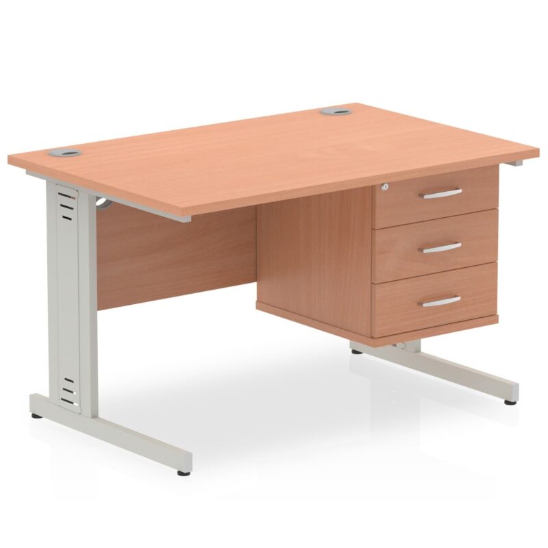 Impulse 1200mm Cable Managed Straight Desk With Single Fixed Pedestal - Image 2