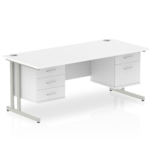 Impulse 1800mm Cantilever Straight Desk With Two Fixed Pedestal - Image 34