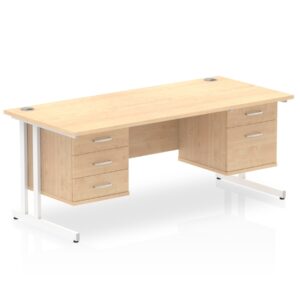 Impulse 1800mm Cantilever Straight Desk With Two Fixed Pedestal - Image 7