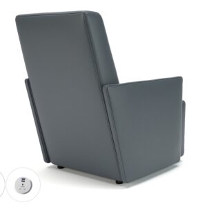 Pella 69cm Wide Armchair in Cristina Marrone Ultima Faux Leather with Socket - Image 3