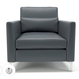 Roselle 90cm Wide Armchair in Cristina Marrone Ultima Faux Leather with Socket - Image 2