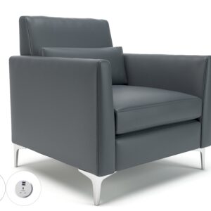 Roselle 90cm Wide Armchair in Cristina Marrone Ultima Faux Leather with Socket - Image 10