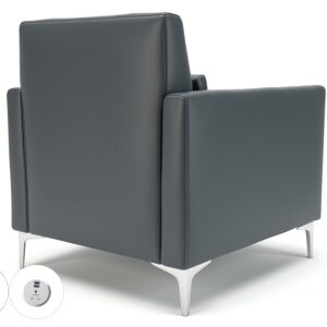 Roselle 90cm Wide Armchair in Cristina Marrone Ultima Faux Leather with Socket - Image 12