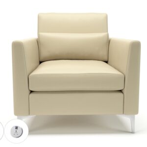 Roselle 90cm Wide Armchair in Cristina Marrone Ultima Faux Leather with Socket - Image 20
