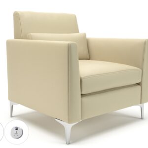 Roselle 90cm Wide Armchair in Cristina Marrone Ultima Faux Leather with Socket - Image 22