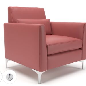 Roselle 90cm Wide Armchair in Cristina Marrone Ultima Faux Leather with Socket - Image 25