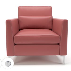 Roselle 90cm Wide Armchair in Cristina Marrone Ultima Faux Leather with Socket - Image 32