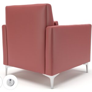 Roselle 90cm Wide Armchair in Cristina Marrone Ultima Faux Leather with Socket - Image 36