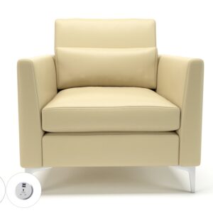 Roselle 90cm Wide Armchair in Cristina Marrone Ultima Faux Leather with Socket - Image 38