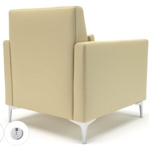 Roselle 90cm Wide Armchair in Cristina Marrone Ultima Faux Leather with Socket - Image 45