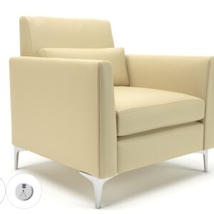 Roselle 90cm Wide Armchair in Cristina Marrone Ultima Faux Leather with Socket - Image 46