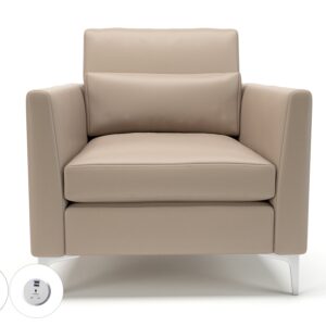 Roselle 90cm Wide Armchair in Cristina Marrone Ultima Faux Leather with Socket - Image 50