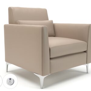 Roselle 90cm Wide Armchair in Cristina Marrone Ultima Faux Leather with Socket - Image 52