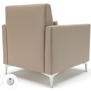 Roselle 90cm Wide Armchair in Cristina Marrone Ultima Faux Leather with Socket - Image 57